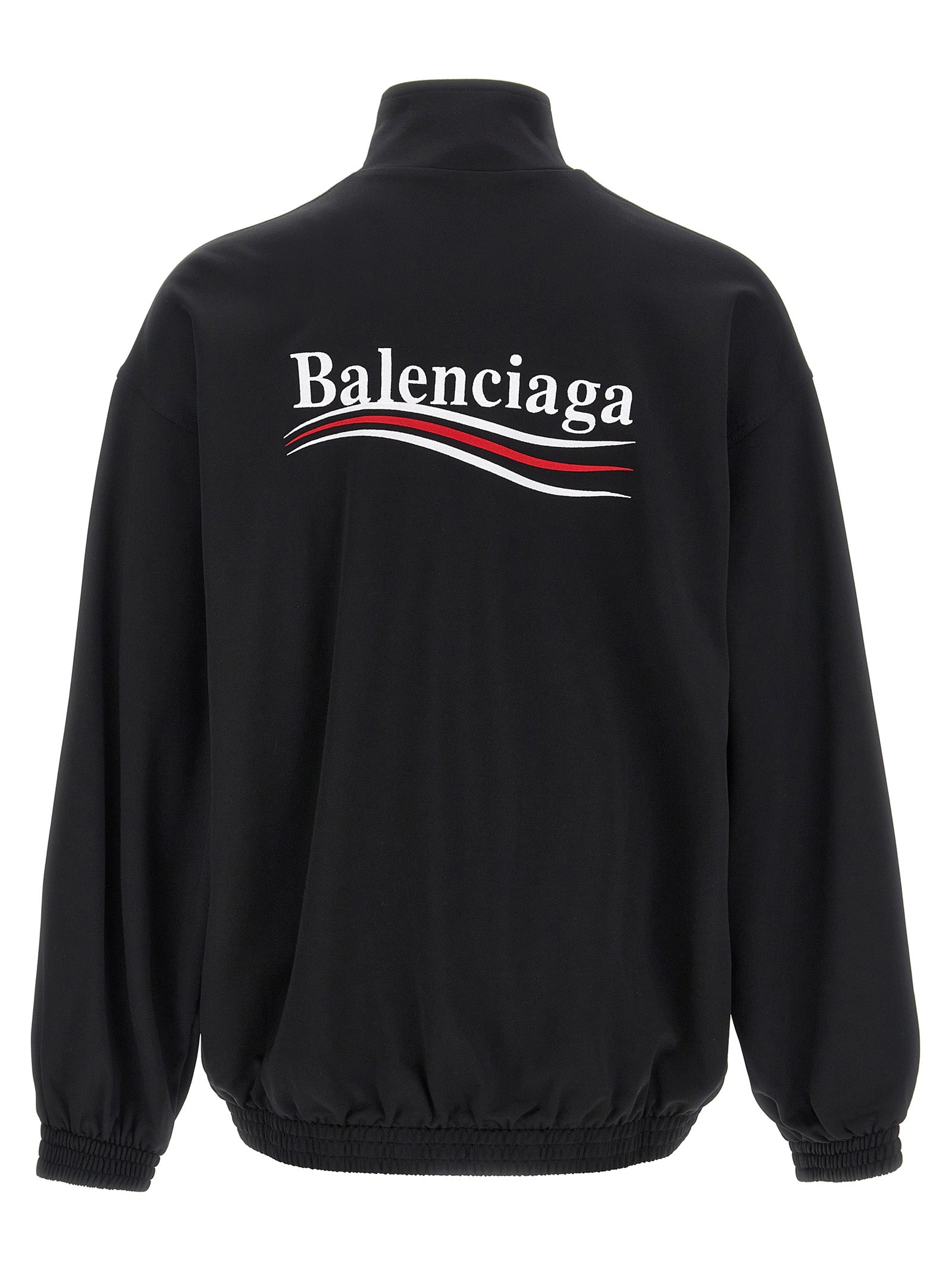 Sweatshirt by Balenciaga for men in polyamide & polyester black & signature features an enviable silhouette, showcasing a premium and refined high-neck neckline for a truly enviable finish.