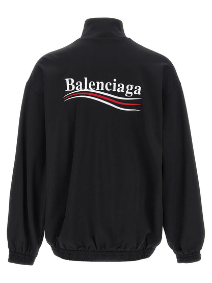 Sweatshirt by Balenciaga for men in polyamide & polyester black & signature features an enviable silhouette, showcasing a premium and refined high-neck neckline for a truly enviable finish.