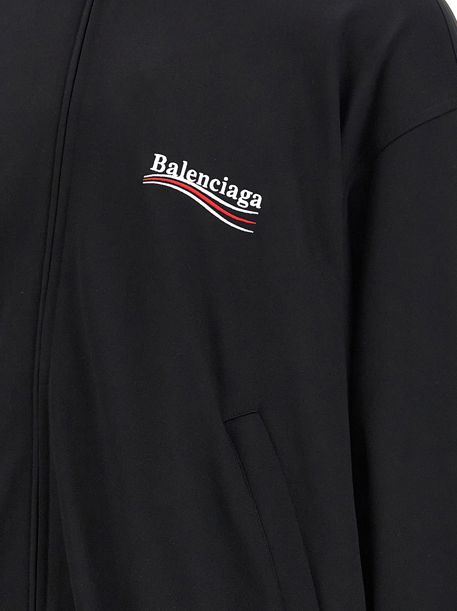 Sweatshirt by Balenciaga for men in polyamide & polyester black & signature presents a smart casual silhouette, featuring a smart casual and for a sophisticated look.