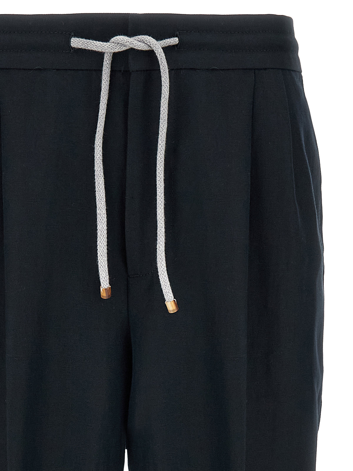 Brunello Cucinelli Men's Straight Leg Linen & Cotton Casual Pants - Blue