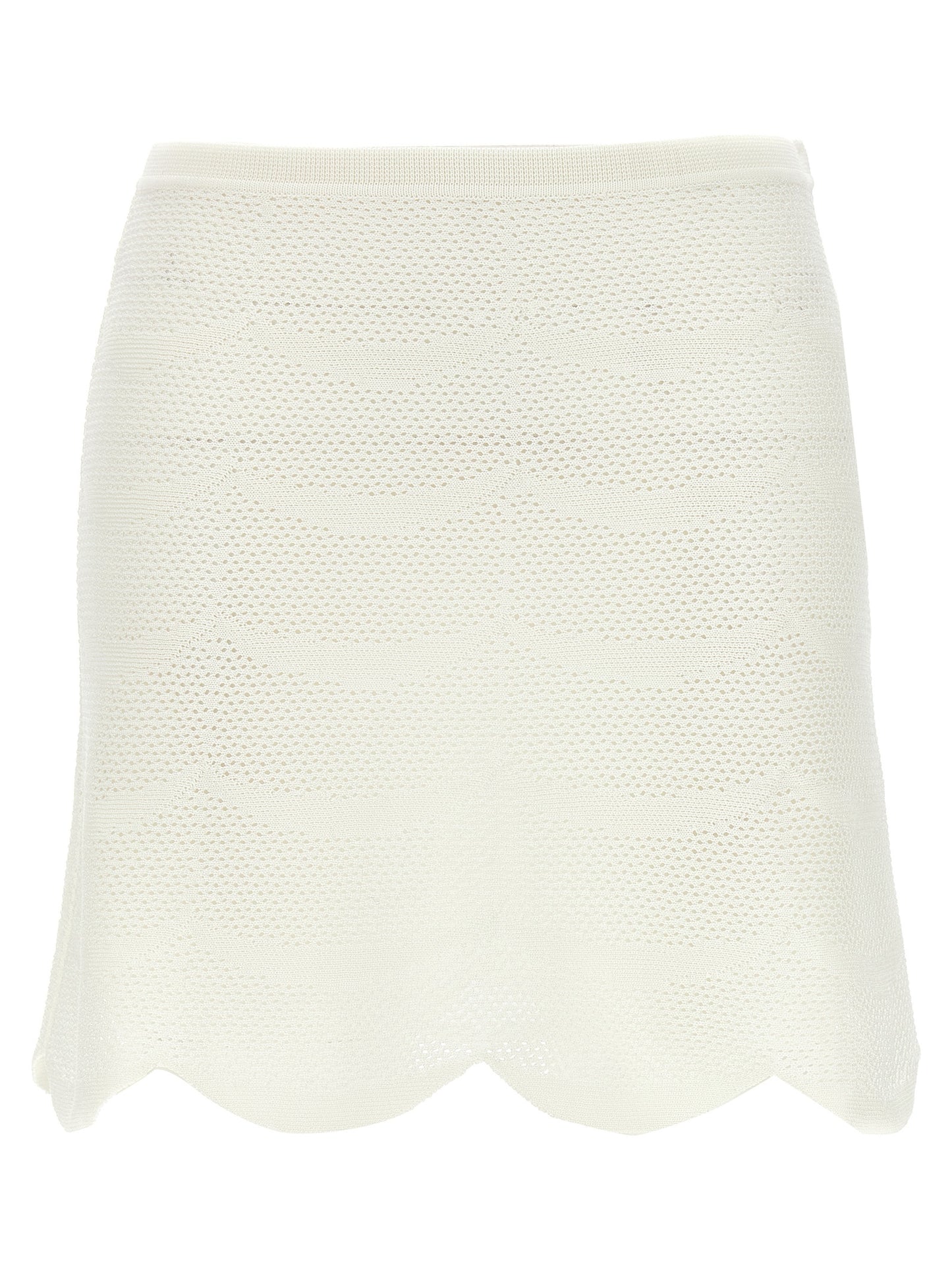 Skirt by Tom Ford for women in cotton & silk white showcases a dramatic silhouette, artfully capturing the essence of the Crochet Women's Cotton & Silk Mini Long Skirt in a dramatic mini long cut for a refined look.