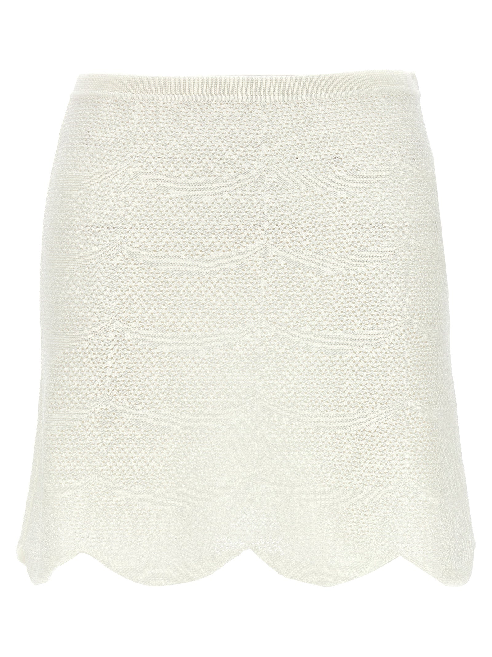 Skirt by Tom Ford for women in cotton & silk white showcases a dramatic silhouette, artfully capturing the essence of the Crochet Women's Cotton & Silk Mini Long Skirt in a dramatic mini long cut for a refined look.