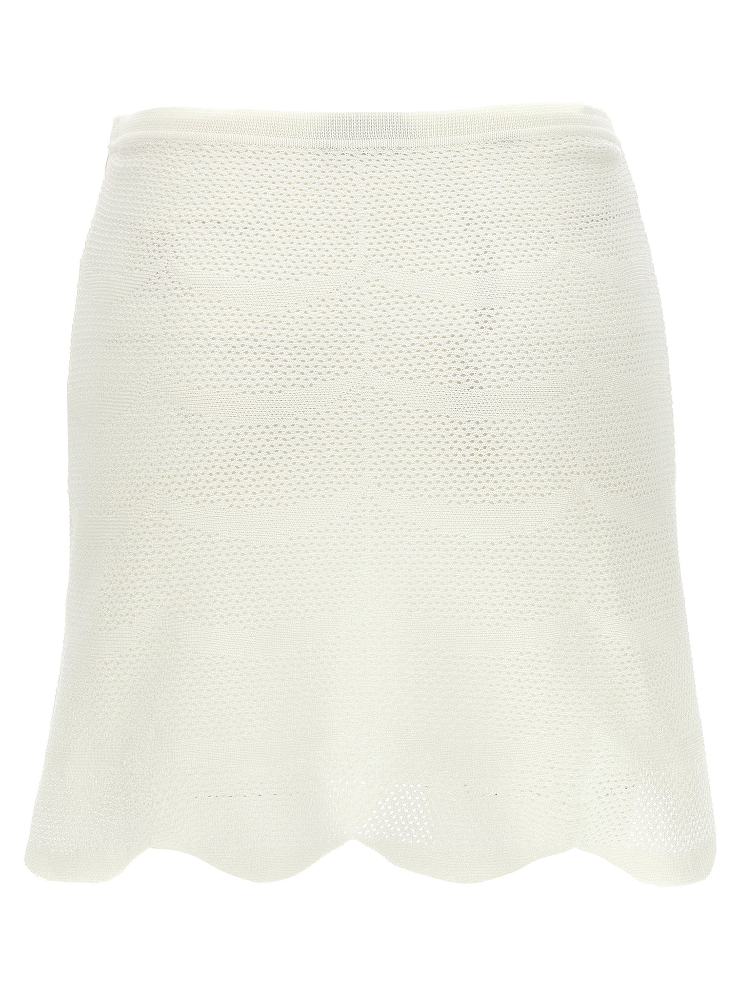Skirt by Tom Ford for women in cotton & silk white features a captivating silhouette, showcasing the captivating Crochet Women's Cotton & Silk Mini Long Skirt design with a sophisticated mini long for a captivating look.