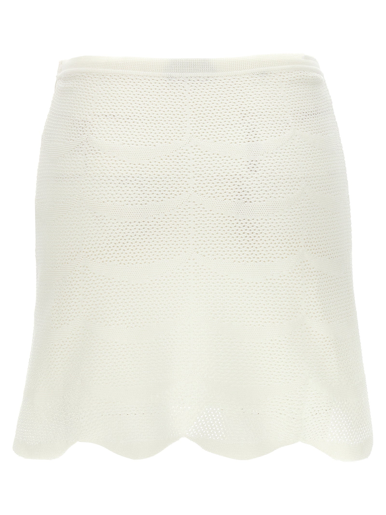 Skirt by Tom Ford for women in cotton & silk white features a captivating silhouette, showcasing the captivating Crochet Women's Cotton & Silk Mini Long Skirt design with a sophisticated mini long for a captivating look.