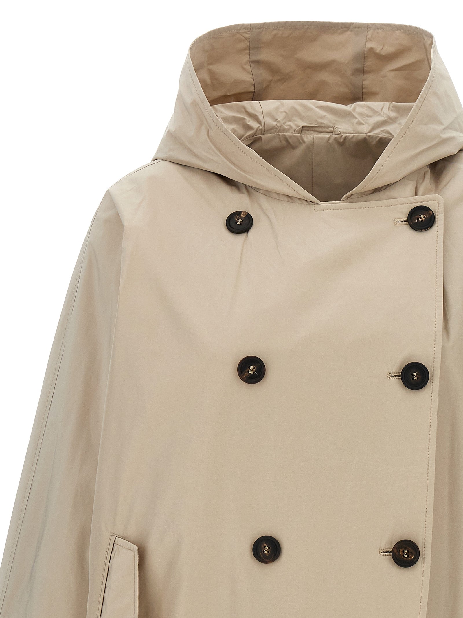 Hooded Overcoat by Brunello Cucinelli for women in cotton polyester beige features a cosy chic silhouette, artfully detailed with a sophisticated hooded neckline and premium hooded for a cosy chic finish.