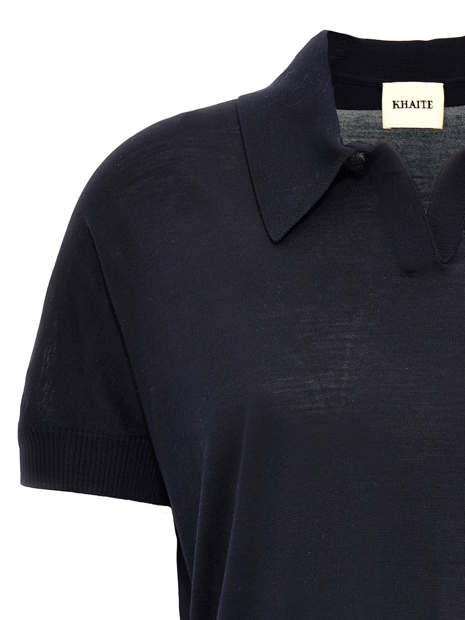 Shirt by Khaite for women in polyamide polyurethane wool blue showcases a sharp silhouette, elegantly detailed with a sharp and sharp .