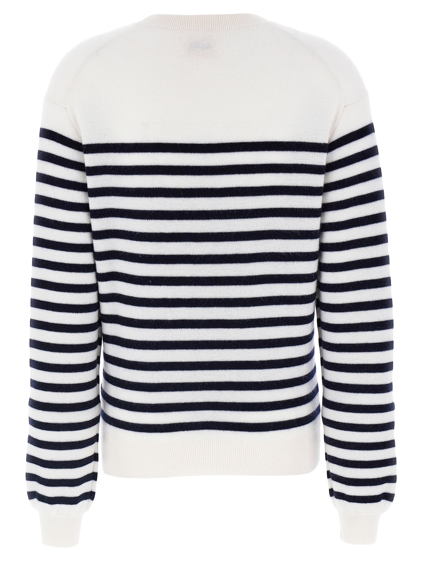 Cardigan by Khaite for women in cashmere bicolour, black, white & striped features an crisp silhouette, showcasing a sophisticated crew neckline and detail for a truly crisp finish.