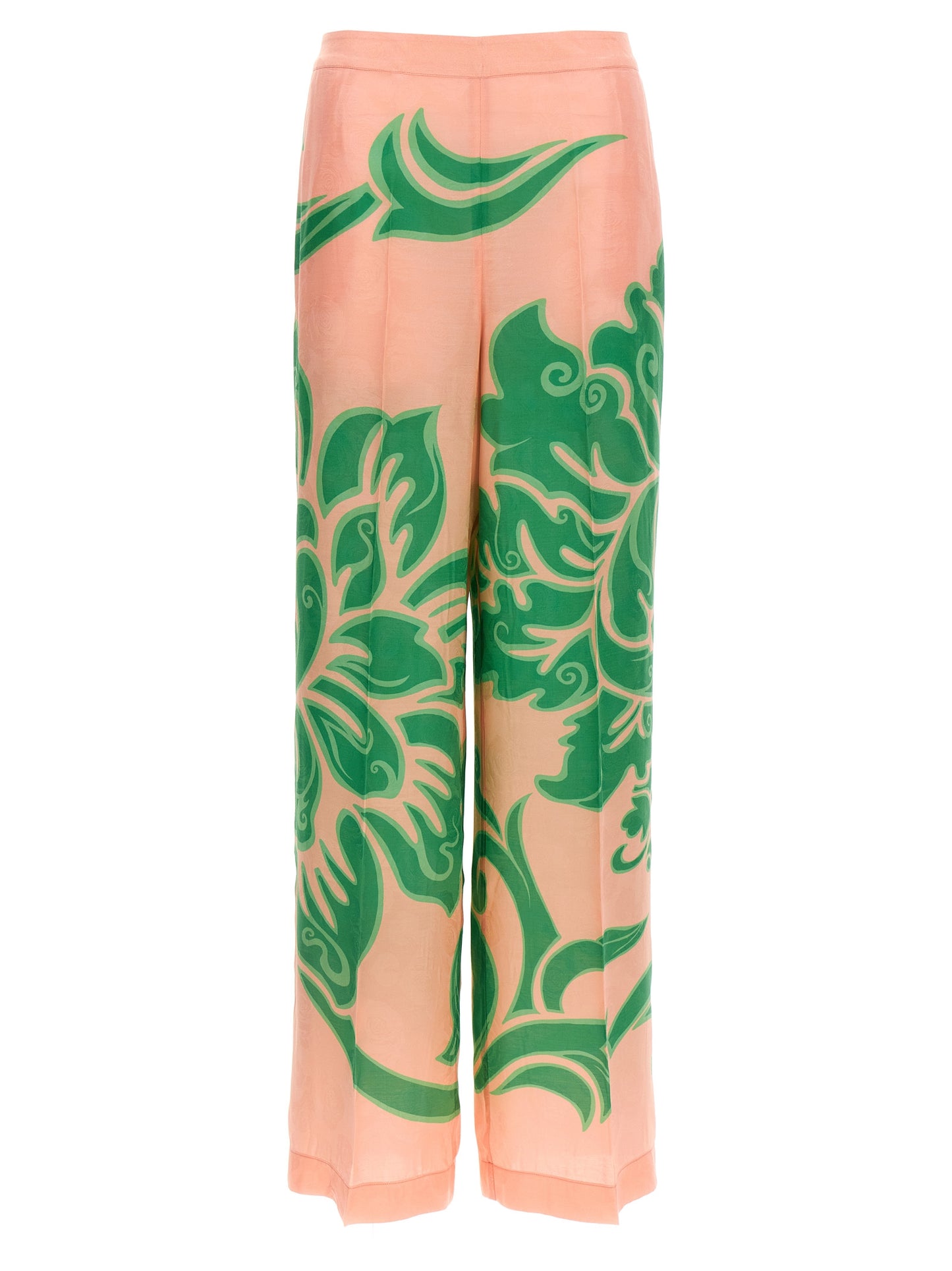 Trousers by Etro for women in silk & viscose multicolor & pink features a artisanal silhouette, showcasing a sophisticated straight-leg & wide with a long and for a artisanal finish.