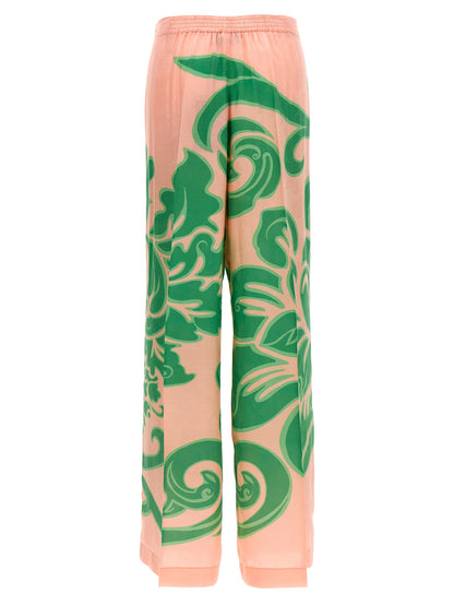 Trousers by Etro for women in silk & viscose multicolor & pink features a sculptural silhouette, showcasing a sculptural straight-leg & wide and long with a sophisticated for a sculptural finish.