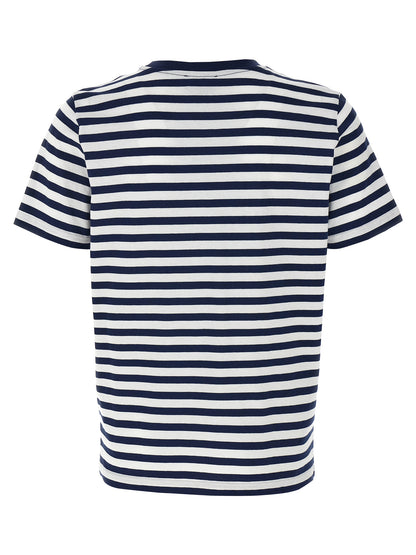 T-Shirt by A.P.C. for men in organic cotton blue & striped showcases a chic silhouette, artfully detailed with a chic crew neckline and for a chic finish.