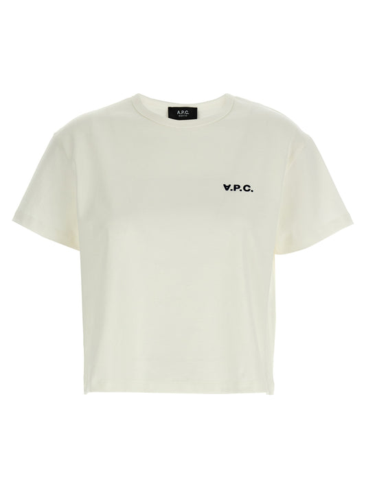 T-Shirt by A.P.C. for women in organic cotton white features an edgy silhouette, meticulously detailed with a sophisticated short-sleeve and crew neckline for a truly edgy finish.