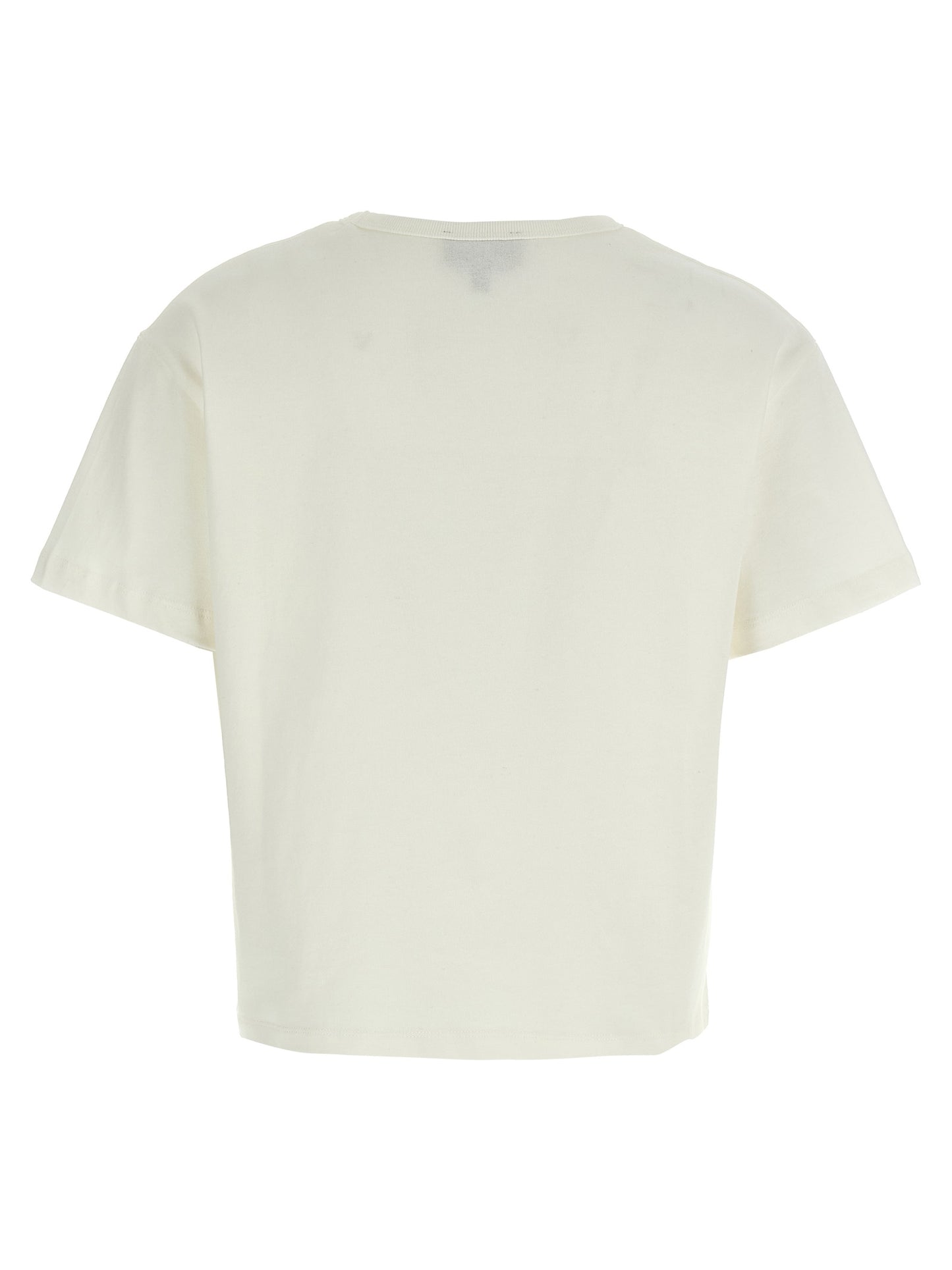 T-Shirt by A.P.C. for women in organic cotton white showcases a unassuming silhouette, artfully detailed with a refined crew neckline and unassuming for a sophisticated, contemporary look.