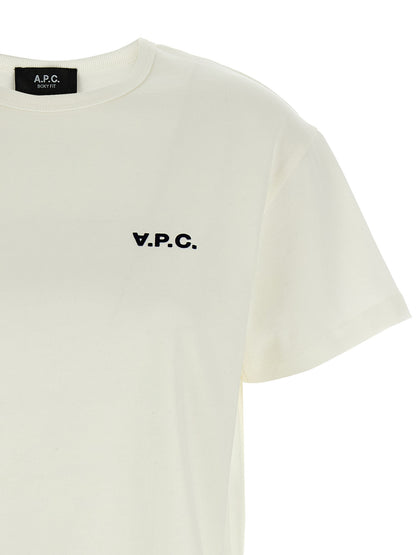 T-Shirt by A.P.C. for women in organic cotton white showcases a fashionable silhouette, elegantly detailed with a fashionable and for a sophisticated, high-fashion look.