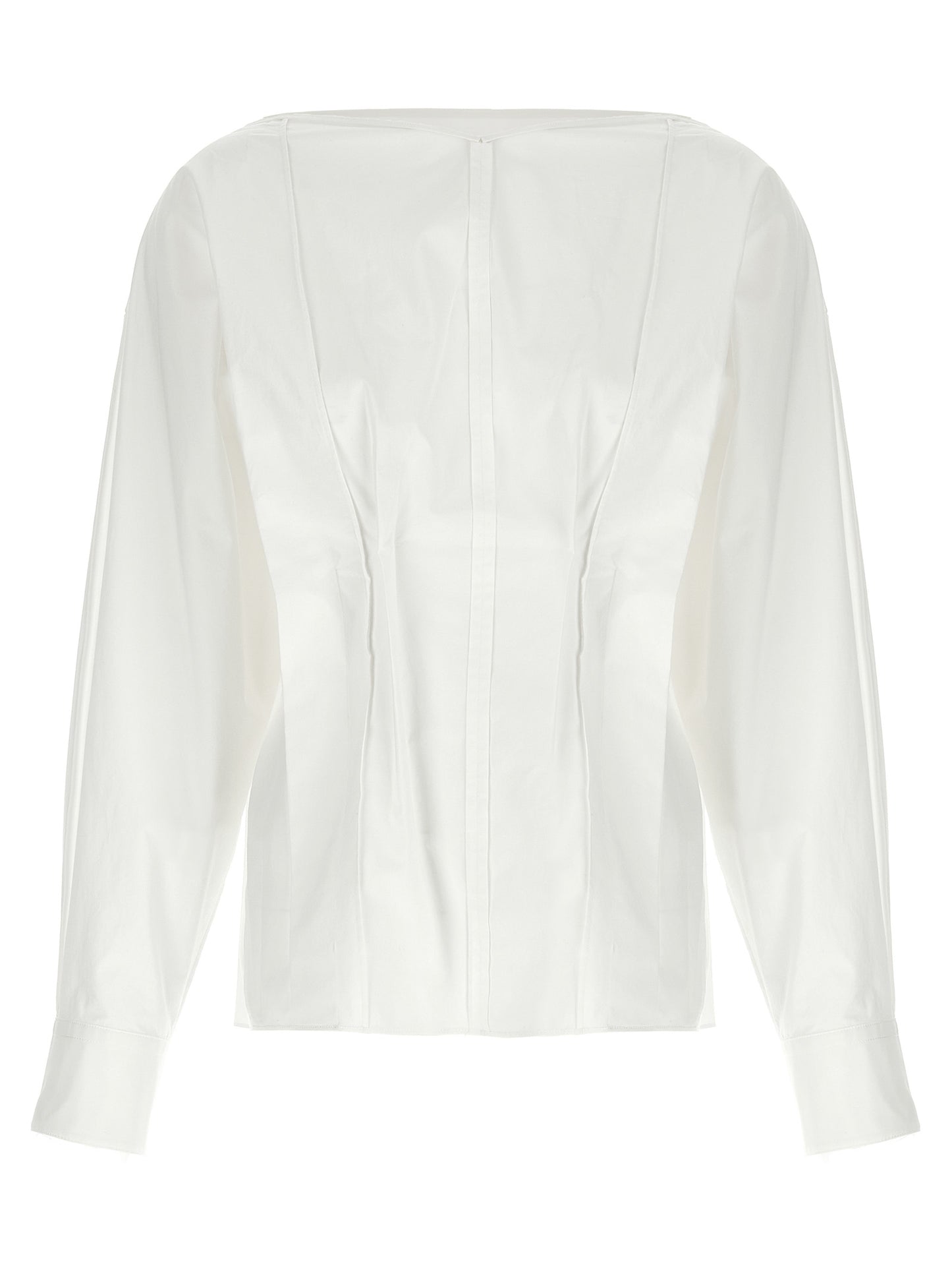 Blouse by Khaite for women in cotton white presents a discerning silhouette, showcasing a sophisticated v-neck neckline and for a truly discerning finish.
