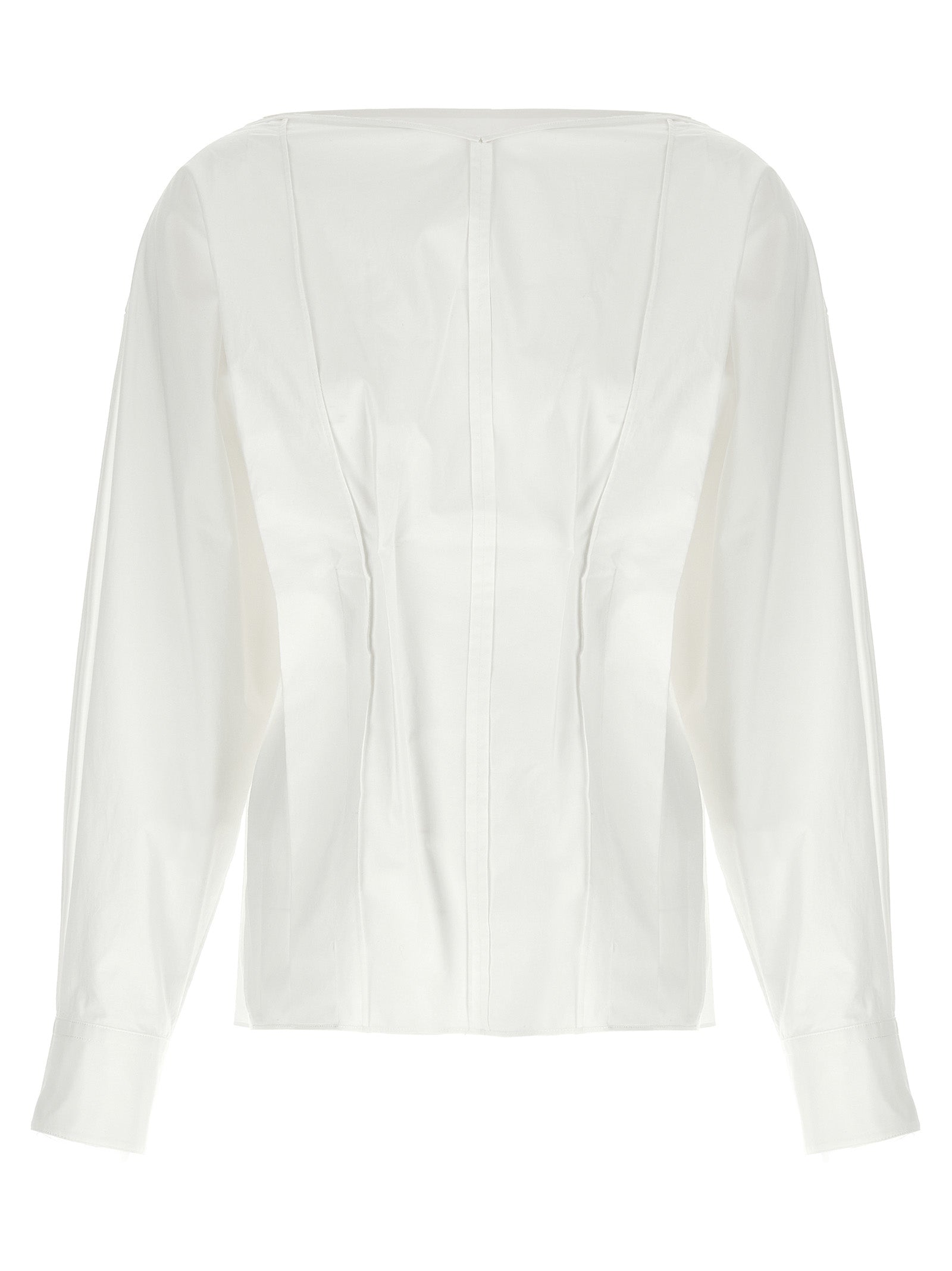 Blouse by Khaite for women in cotton white presents a discerning silhouette, showcasing a sophisticated v-neck neckline and for a truly discerning finish.