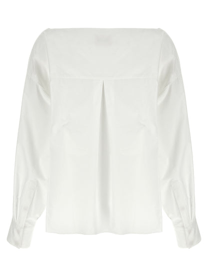 Blouse by Khaite for women in cotton white showcases a sublime silhouette, artfully detailed with a sublime v-neck neckline and for a sophisticated, sublime finish.