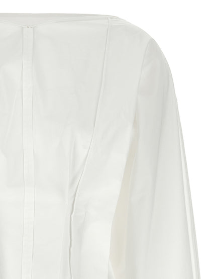 Blouse by Khaite for women in cotton white, featuring a nuanced and nuanced v-neck neckline for a sophisticated finish.