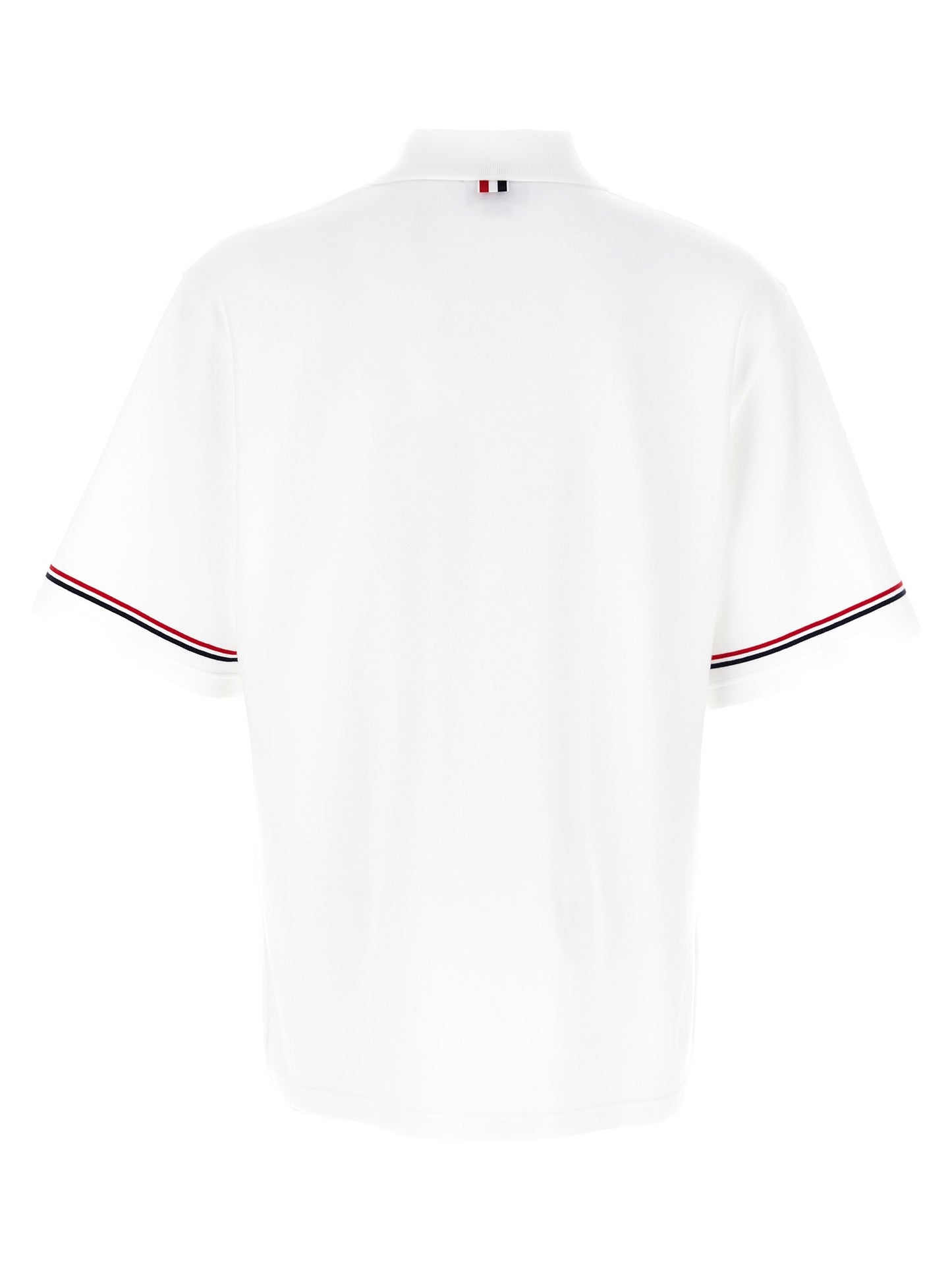 Polo Shirt by Thom Browne for men in cotton white presents a sleek silhouette, featuring a refined and for a sleek finish.
