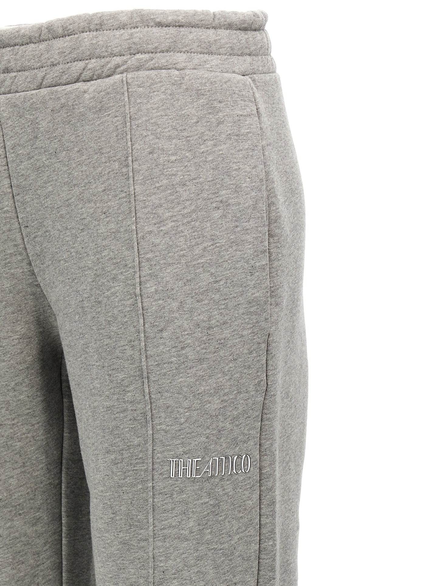 Joggers by The Attico for women in cotton gray presents a refined pantology silhouette, artfully defined by a refined pantology straight-leg, long, and a sophisticated .