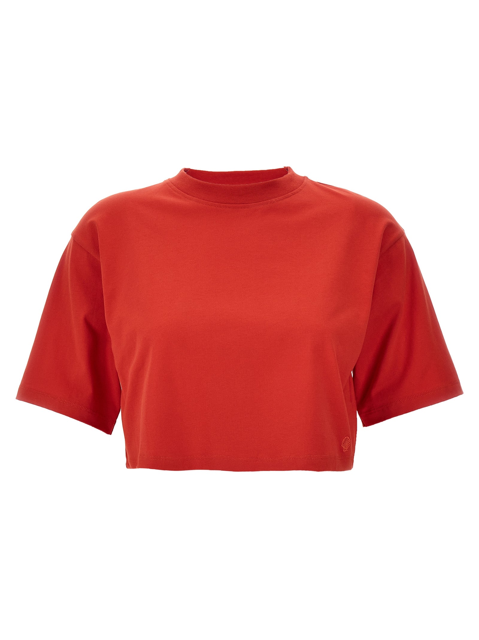 Activewear T-Shirt by Loulou De Saison for women in cotton multicolor & red features an contemporary design with , a length, and a contemporary crew neckline.