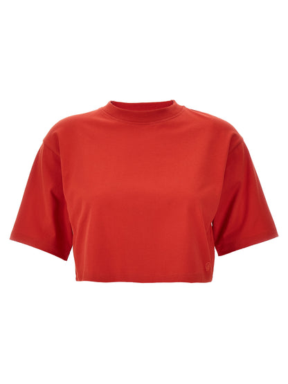 Activewear T-Shirt by Loulou De Saison for women in cotton multicolor & red features an contemporary design with , a length, and a contemporary crew neckline.