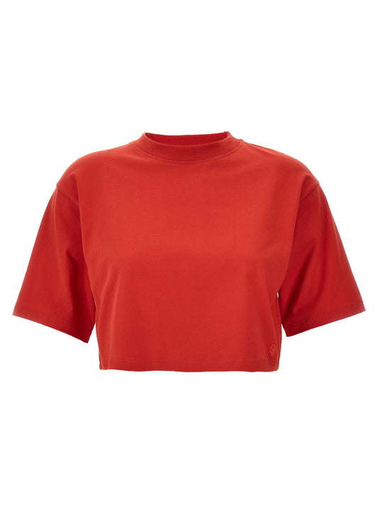 Activewear T-Shirt by Loulou De Saison for women in cotton multicolor & red features an contemporary design with , a length, and a contemporary crew neckline.