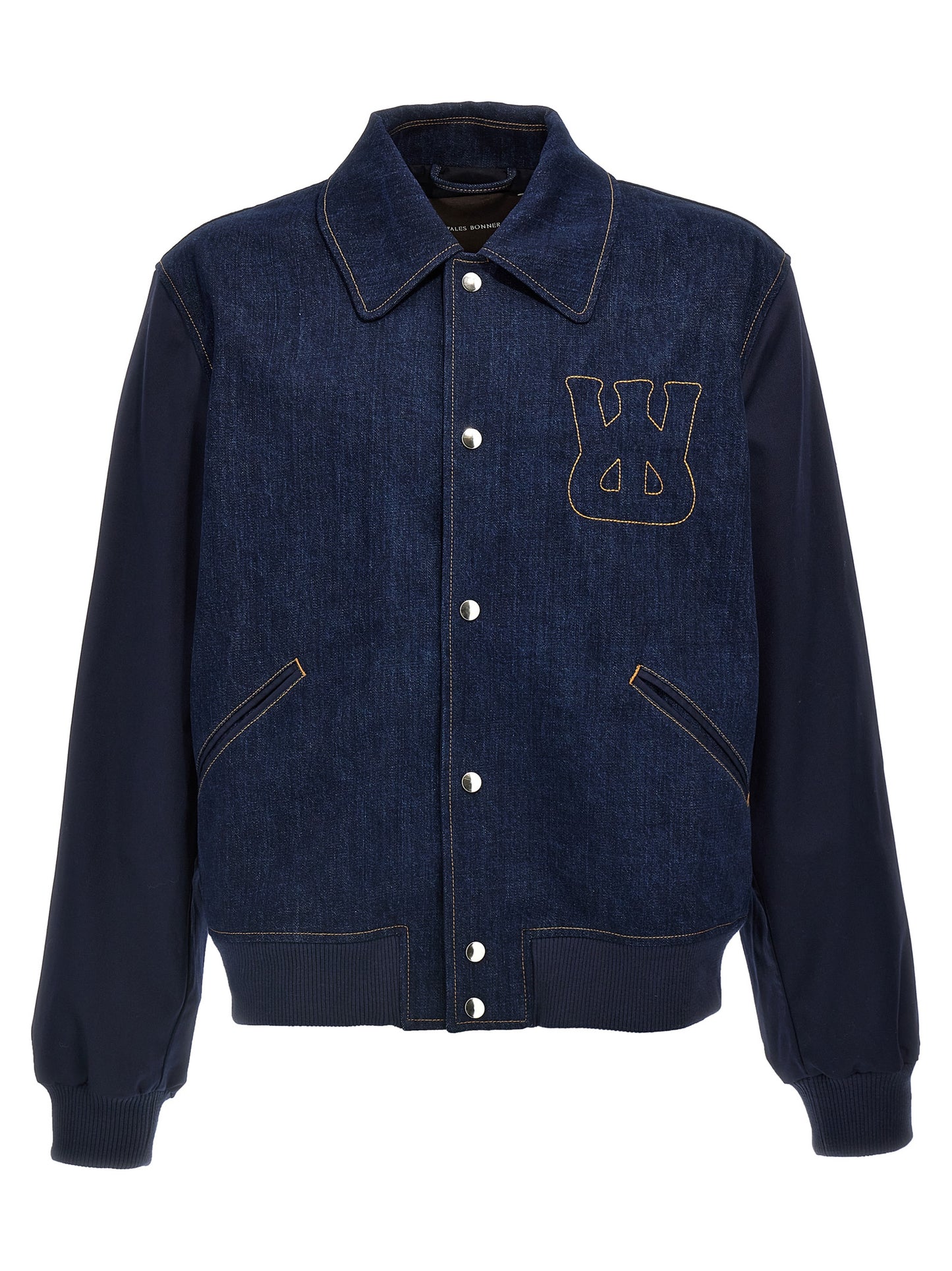 Trucker Jacket by WALES BONNER for men in denim cotton blue features a dramatic silhouette, showcasing a sophisticated and distinctive for a dramatic aesthetic.