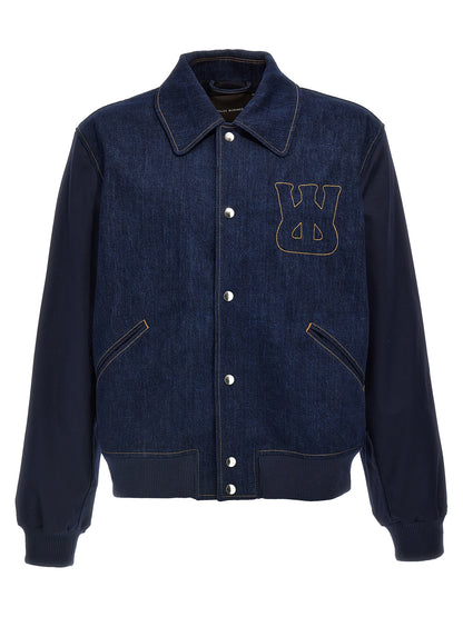 Trucker Jacket by WALES BONNER for men in denim cotton blue features a dramatic silhouette, showcasing a sophisticated and distinctive for a dramatic aesthetic.
