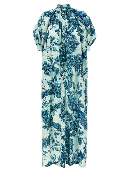 Dress by F.R.S. - FOR RESTLESS SLEEPERS for women in cotton satin multicolor, floral & print features an cute silhouette, detailed with a and mandarin neckline that elegantly flows into a cute maxi short long.