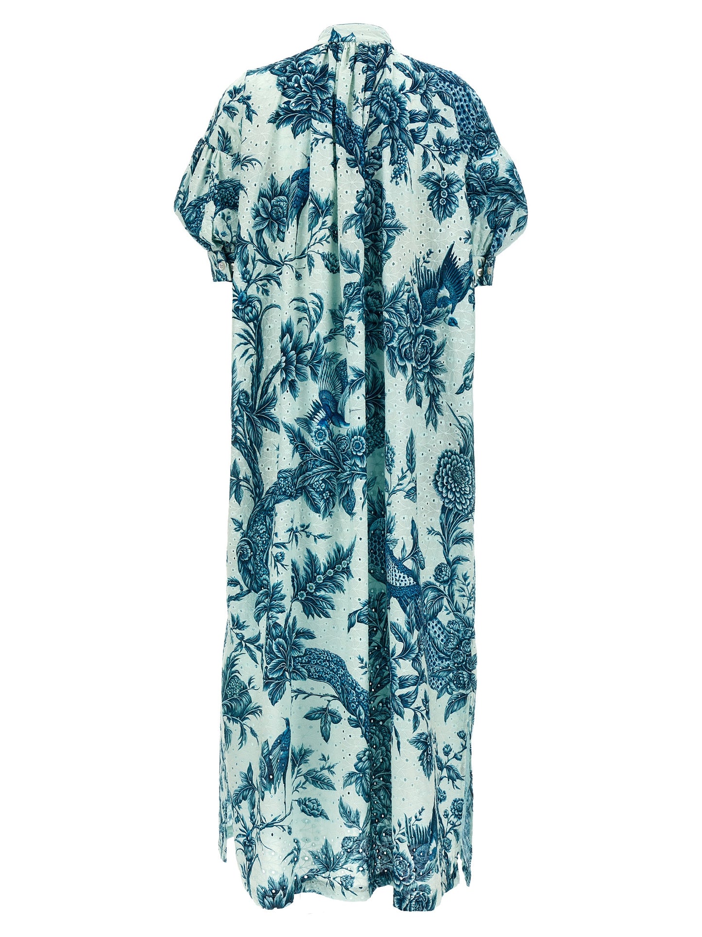 Dress by F.R.S. - FOR RESTLESS SLEEPERS for women in cotton satin multicolor, floral & print presents a sinuous silhouette, showcasing a sophisticated mandarin neckline and detailed with a sinuous maxi short long for a refined finish.