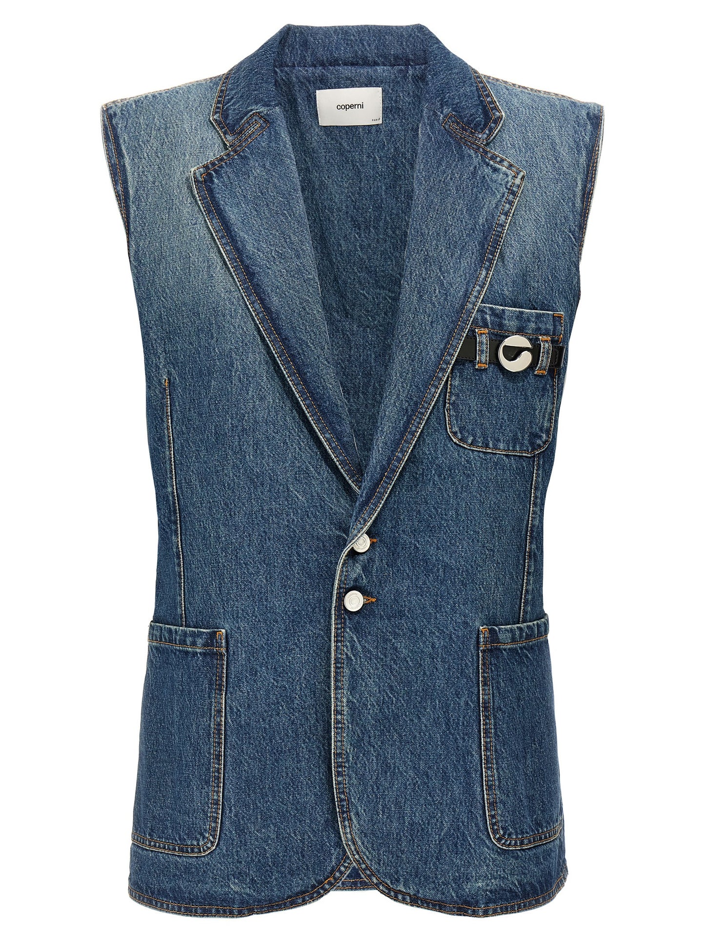 Vest by Coperni for women in denim cotton blue features a chic silhouette, expertly detailed with a refined and premium pockets for a truly chic look.