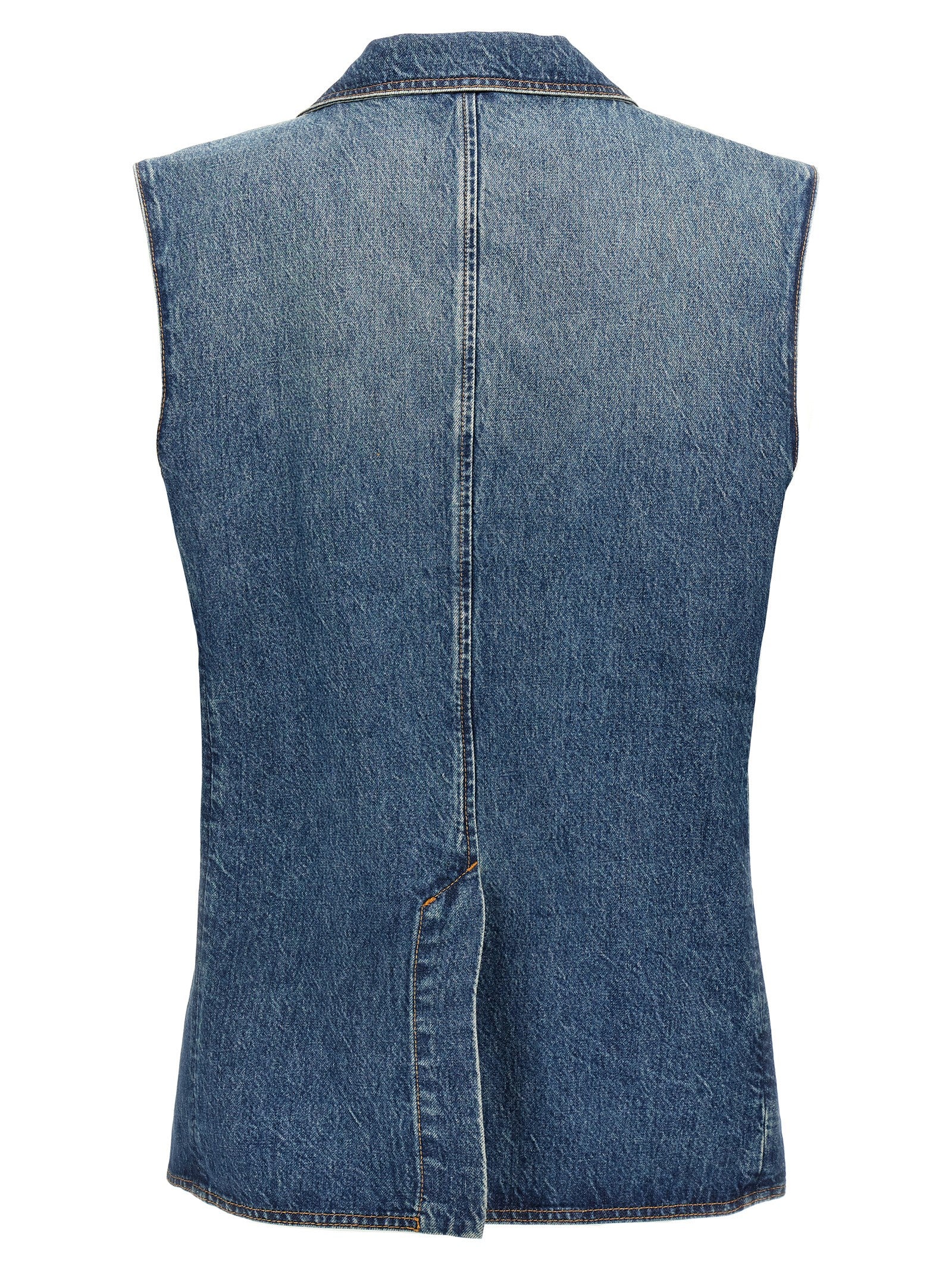 Vest by Coperni for women in denim cotton blue showcases a utilitarian silhouette, artfully incorporating pockets and a utilitarian for a truly utilitarian finish.