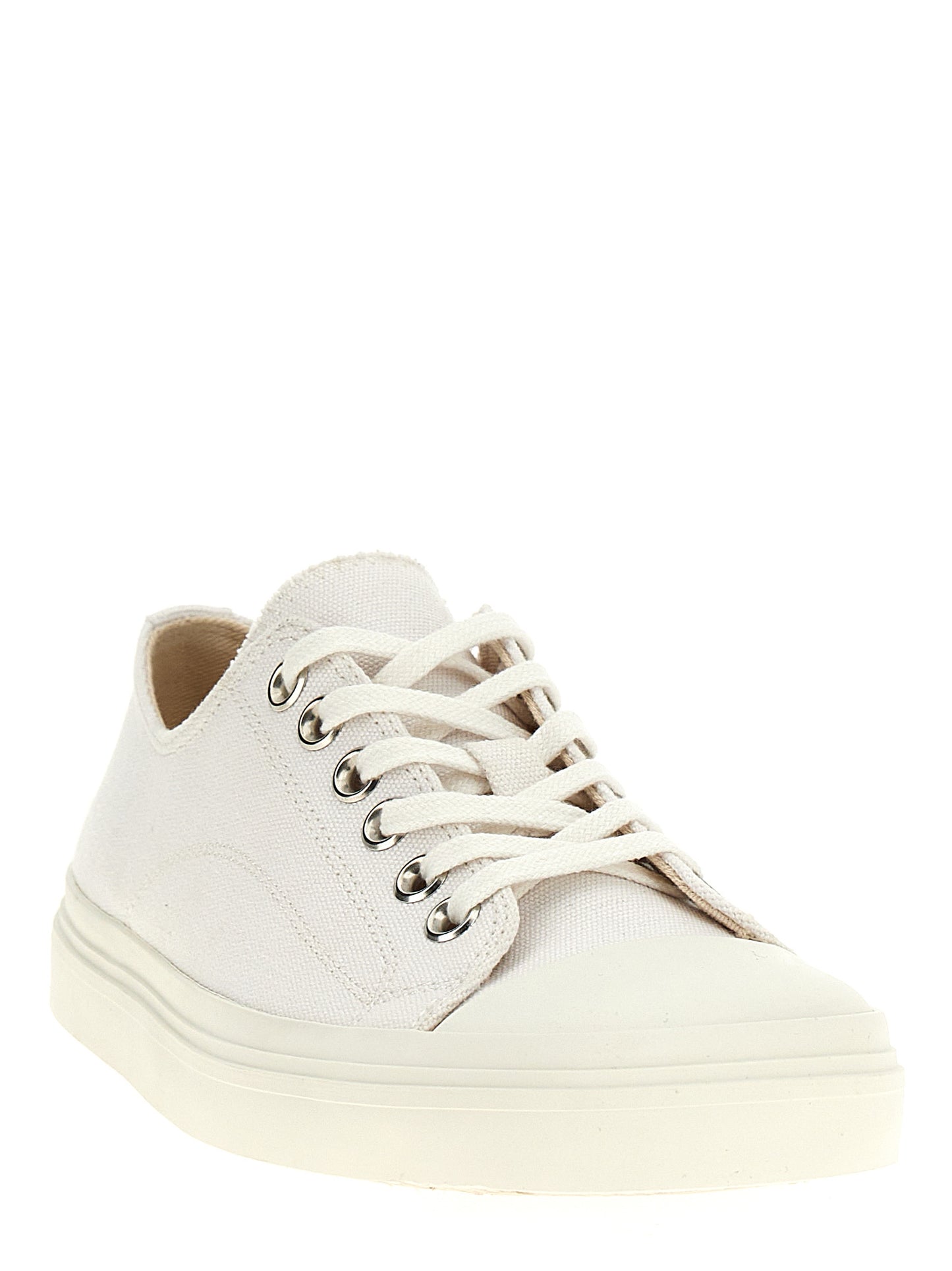 Sneakers by Moschino for women in cotton canvas white features a chic design, perfectly showcasing the chic low-top style of this Women's Low Top Cotton Canvas Sneakers.