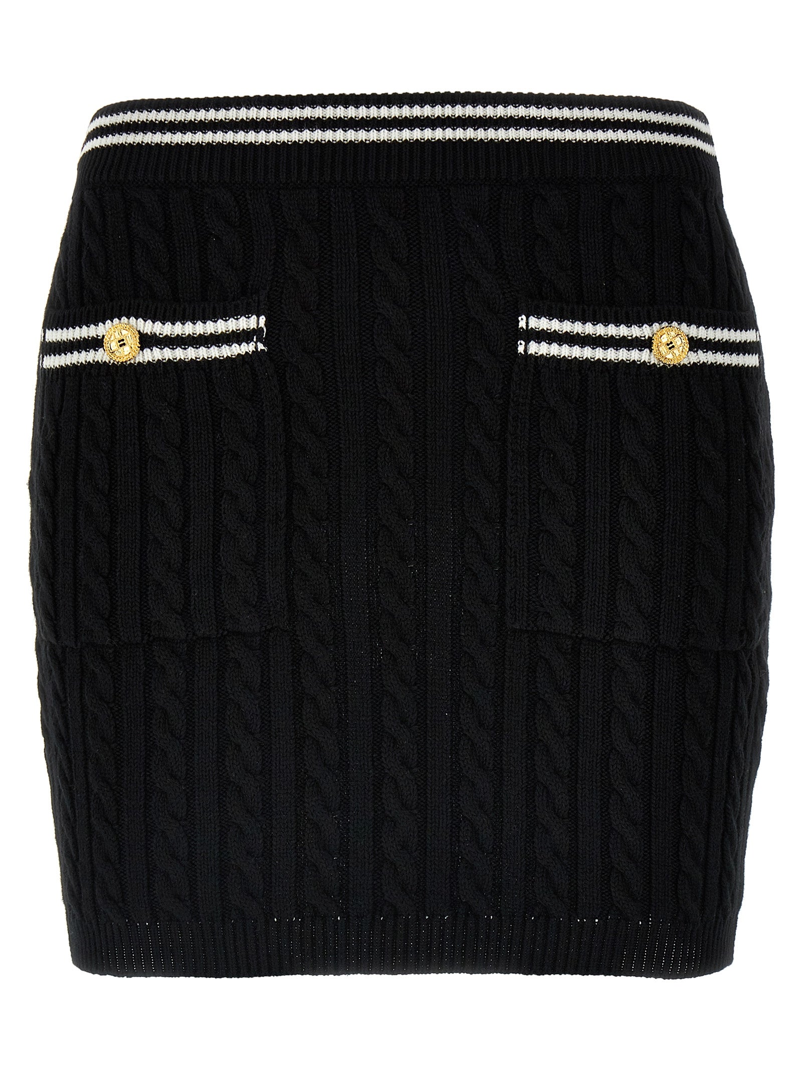 Skirt by Alessandra Rich for women in cotton bicolour, black & white features a contoured silhouette from the Women's Cotton Mini Long Skirt collection, characterized by its contoured mini long for a contoured finish.