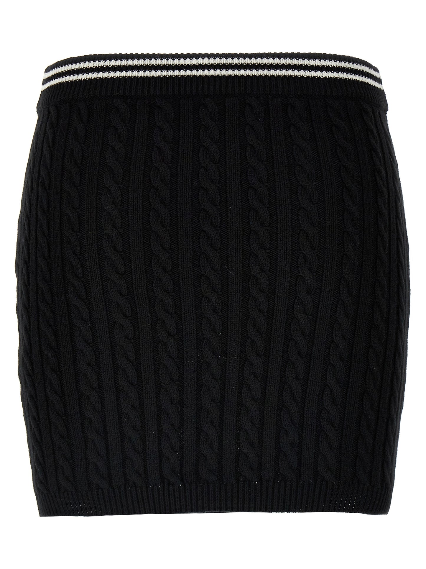 Skirt by Alessandra Rich for women in cotton bicolour, black & white features an tailored silhouette, artfully capturing the essence of Women's Cotton Mini Long Skirt in a sophisticated mini long.