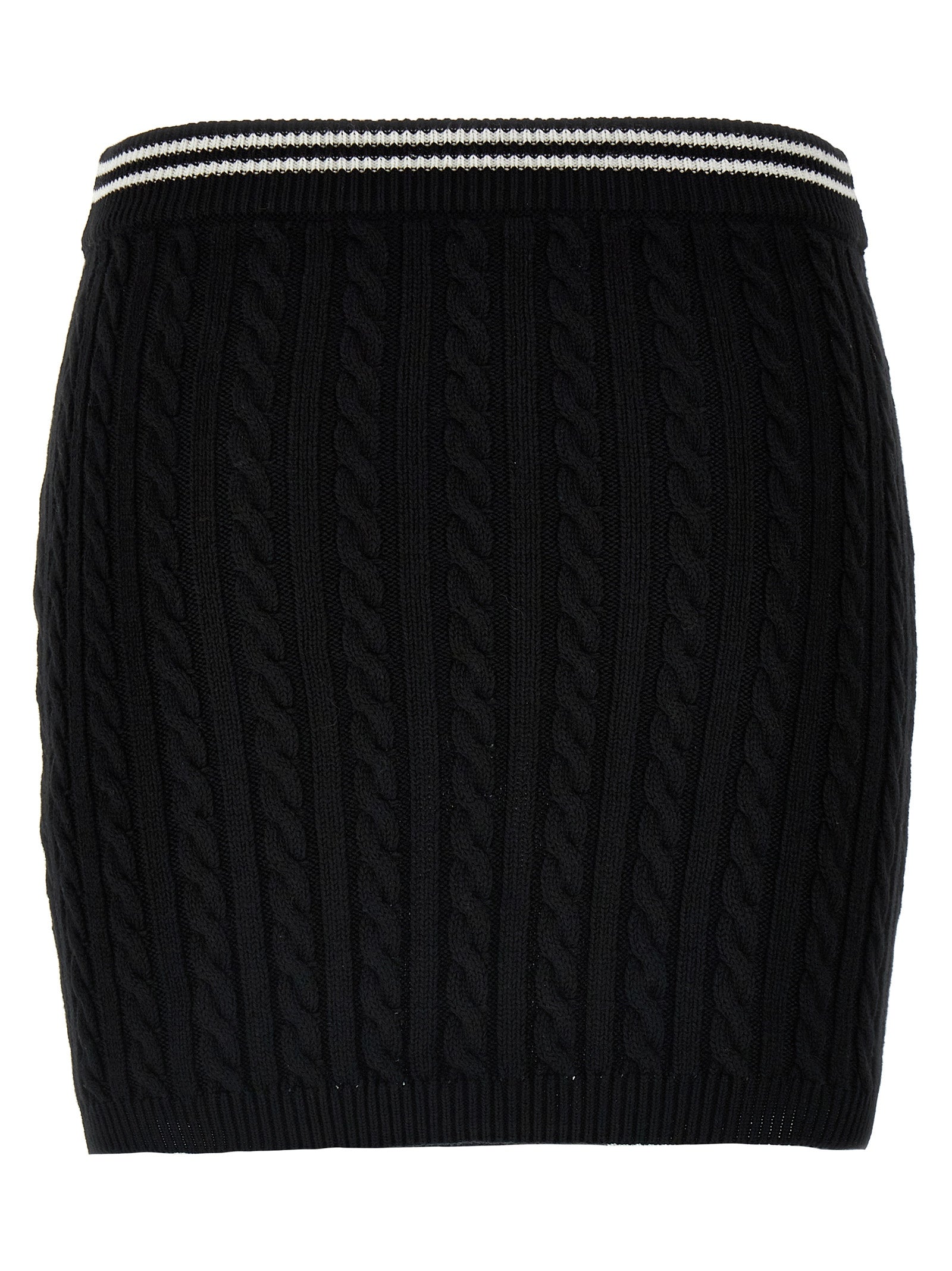 Skirt by Alessandra Rich for women in cotton bicolour, black & white features an tailored silhouette, artfully capturing the essence of Women's Cotton Mini Long Skirt in a sophisticated mini long.