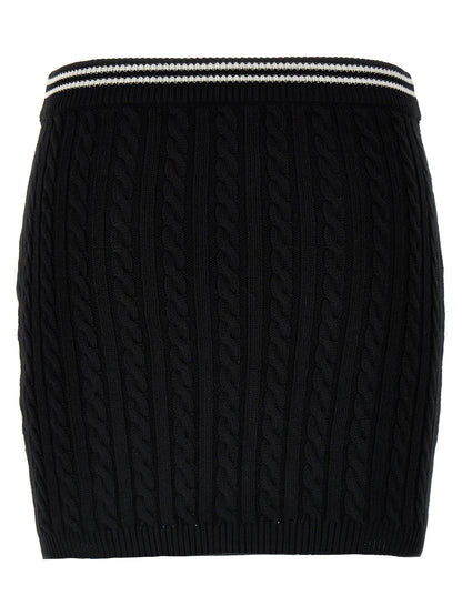 Skirt by Alessandra Rich for women in cotton bicolour, black & white features an tailored silhouette, artfully capturing the essence of Women's Cotton Mini Long Skirt in a sophisticated mini long.