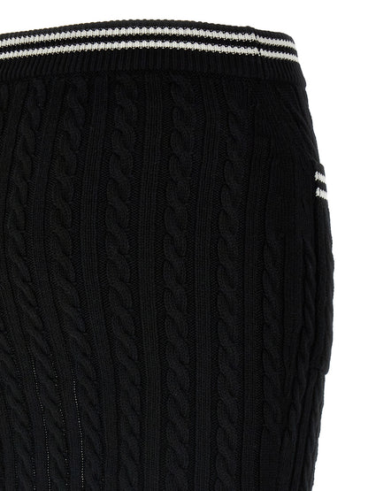 Skirt by Alessandra Rich for women in cotton bicolour, black & white features a captivating silhouette, showcasing the captivating Women's Cotton Mini Long Skirt design with a sophisticated mini long for a captivating look.