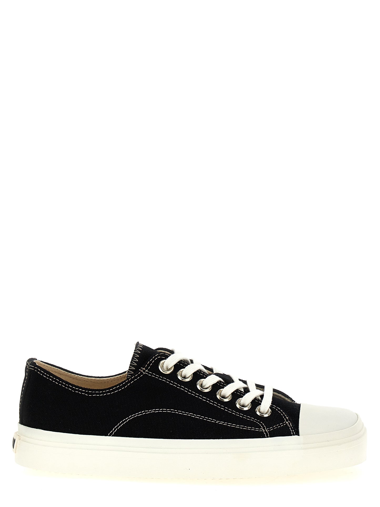 Sneakers by Moschino for women in cotton canvas black features an fashionable silhouette, showcasing the premium Women's Low Top Cotton Canvas Sneakers in a fashionable low-top style that offers a fashionable finish for refined style.