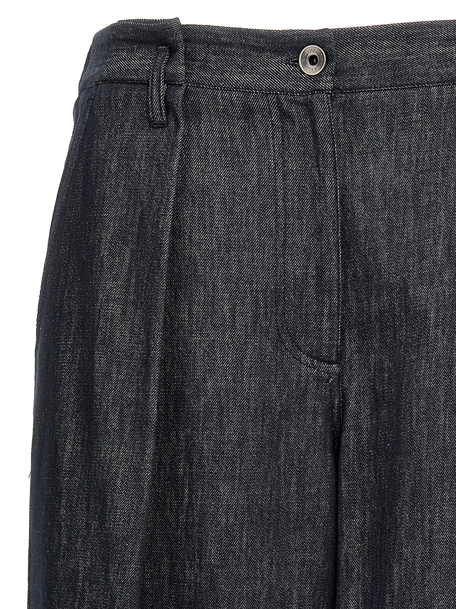 Palazzo Pants by Brunello Cucinelli for women in denim cotton twill blue features a refined silhouette with a refined wide, defined by a and a refined long for a refined finish.