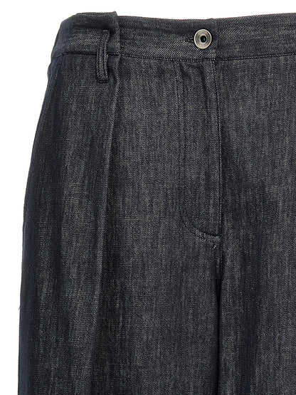 Palazzo Pants by Brunello Cucinelli for women in denim cotton twill blue features a refined silhouette with a refined wide, defined by a and a refined long for a refined finish.