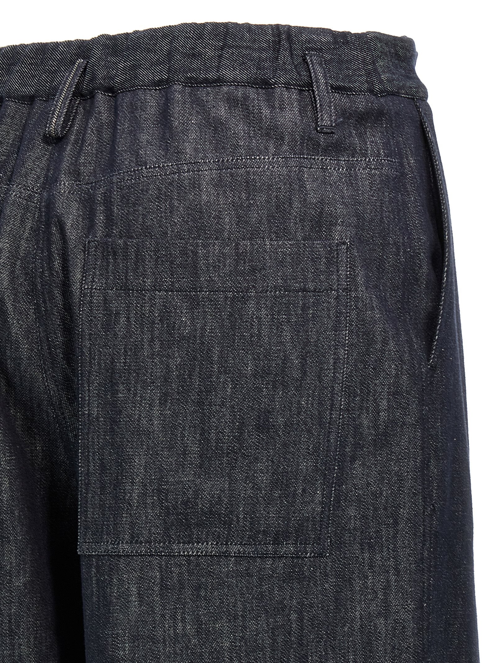 Palazzo Pants by Brunello Cucinelli for women in denim cotton twill blue features a polished silhouette with a polished wide, reaching a polished long and finished with a polished .
