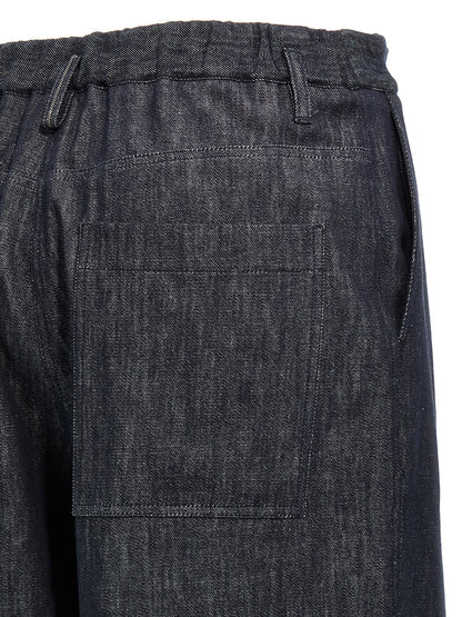 Palazzo Pants by Brunello Cucinelli for women in denim cotton twill blue features a polished silhouette with a polished wide, reaching a polished long and finished with a polished .