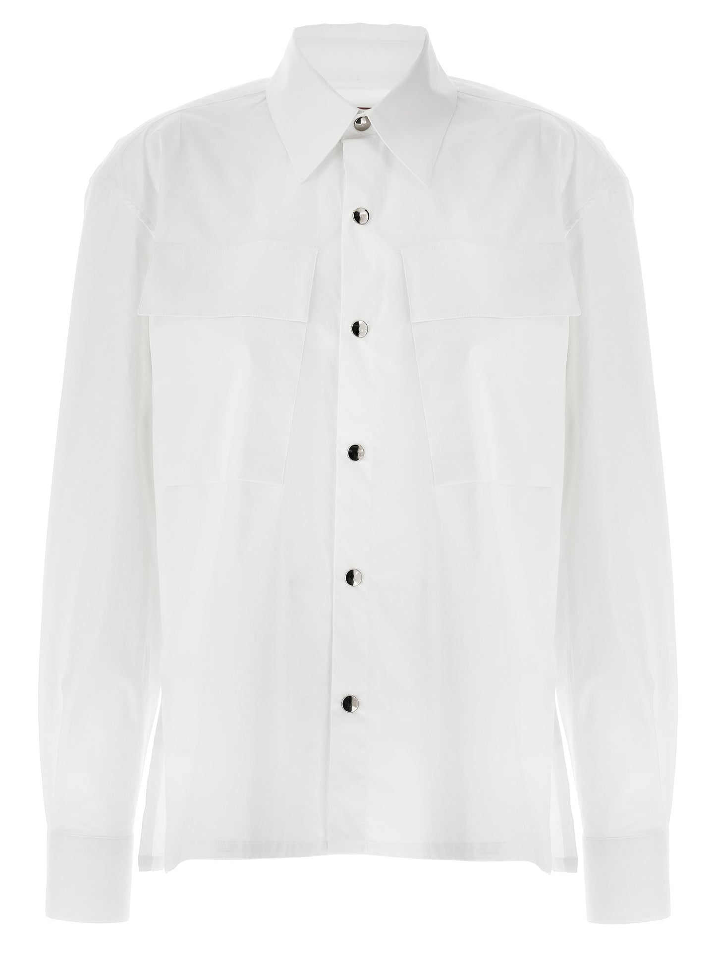 Blouse by THELATEST for women in stretch cotton white presents a discerning silhouette, showcasing a sophisticated and for a truly discerning finish.