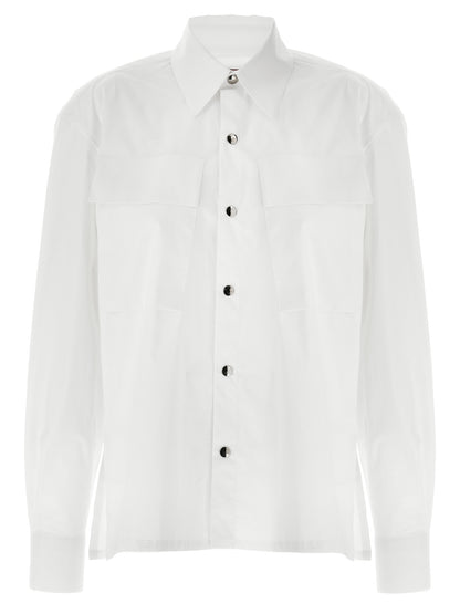 Blouse by THELATEST for women in stretch cotton white presents a discerning silhouette, showcasing a sophisticated and for a truly discerning finish.
