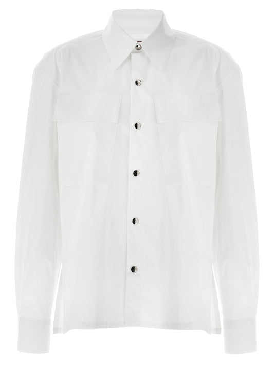 Blouse by THELATEST for women in stretch cotton white presents a discerning silhouette, showcasing a sophisticated and for a truly discerning finish.