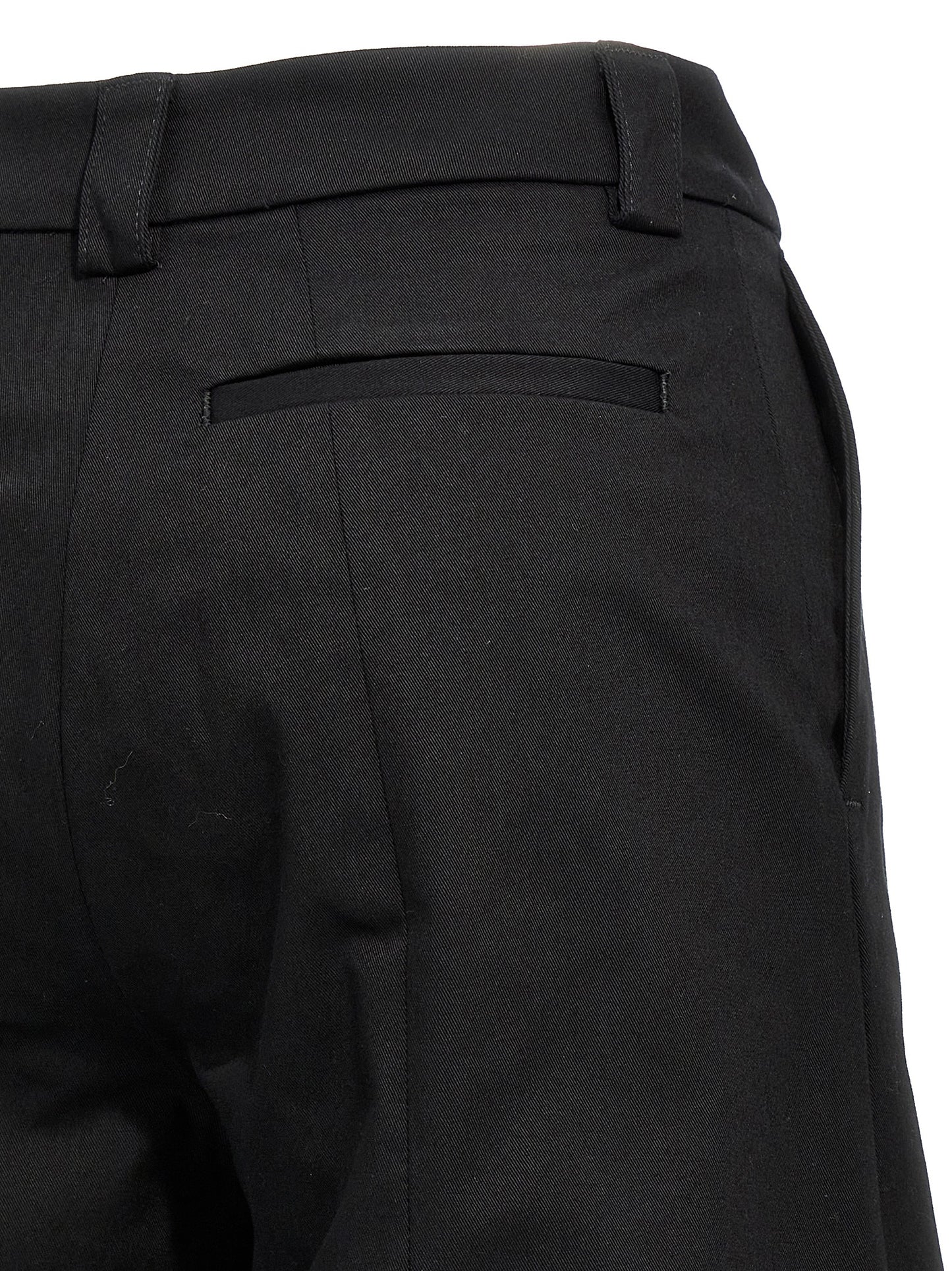 Trousers by THELATEST for women in stretch cotton black features a tailored silhouette with a tailored straight-leg & wide, defined by its long and a sophisticated .