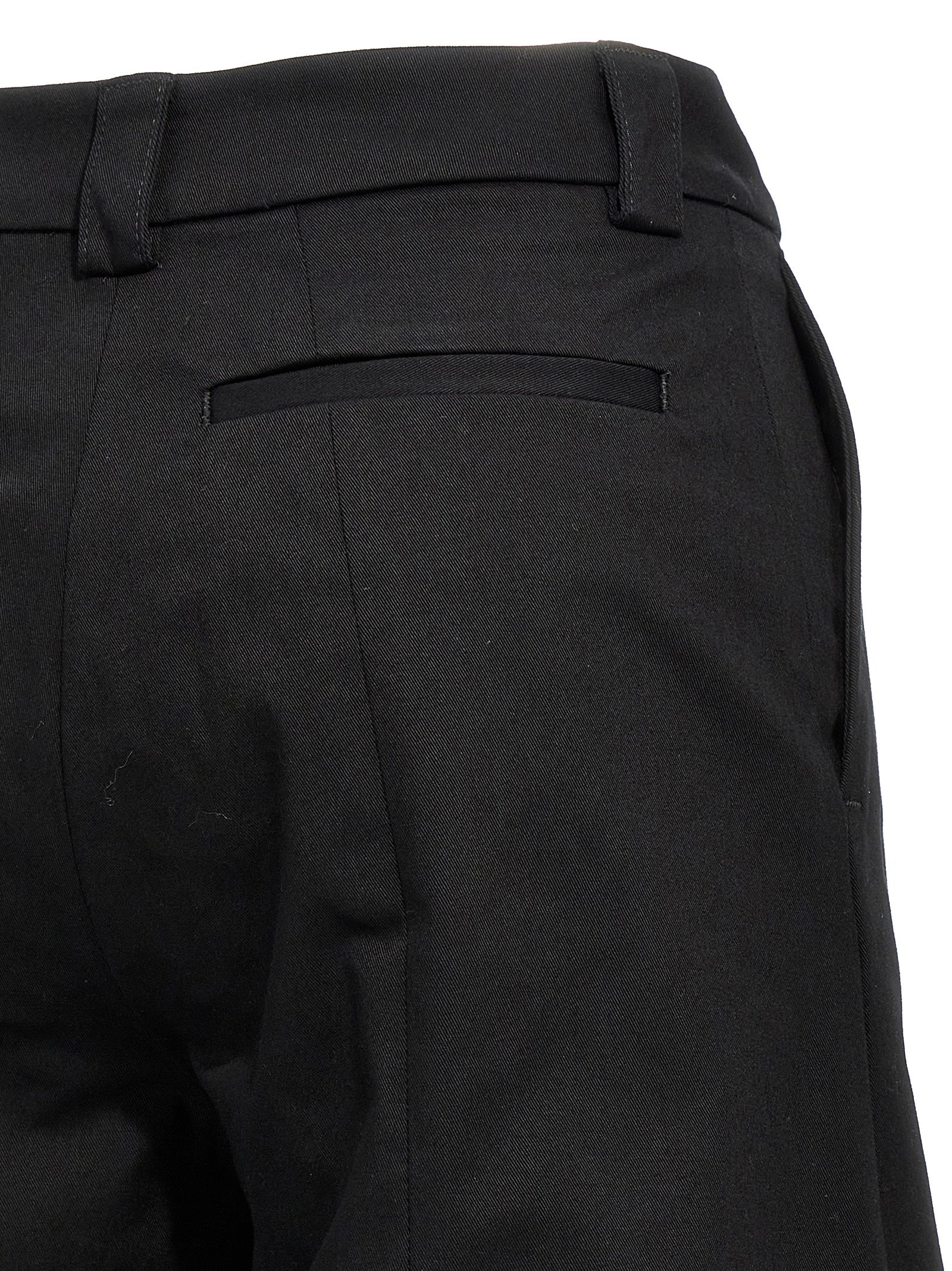 Trousers by THELATEST for women in stretch cotton black features a tailored silhouette with a tailored straight-leg & wide, defined by its long and a sophisticated .