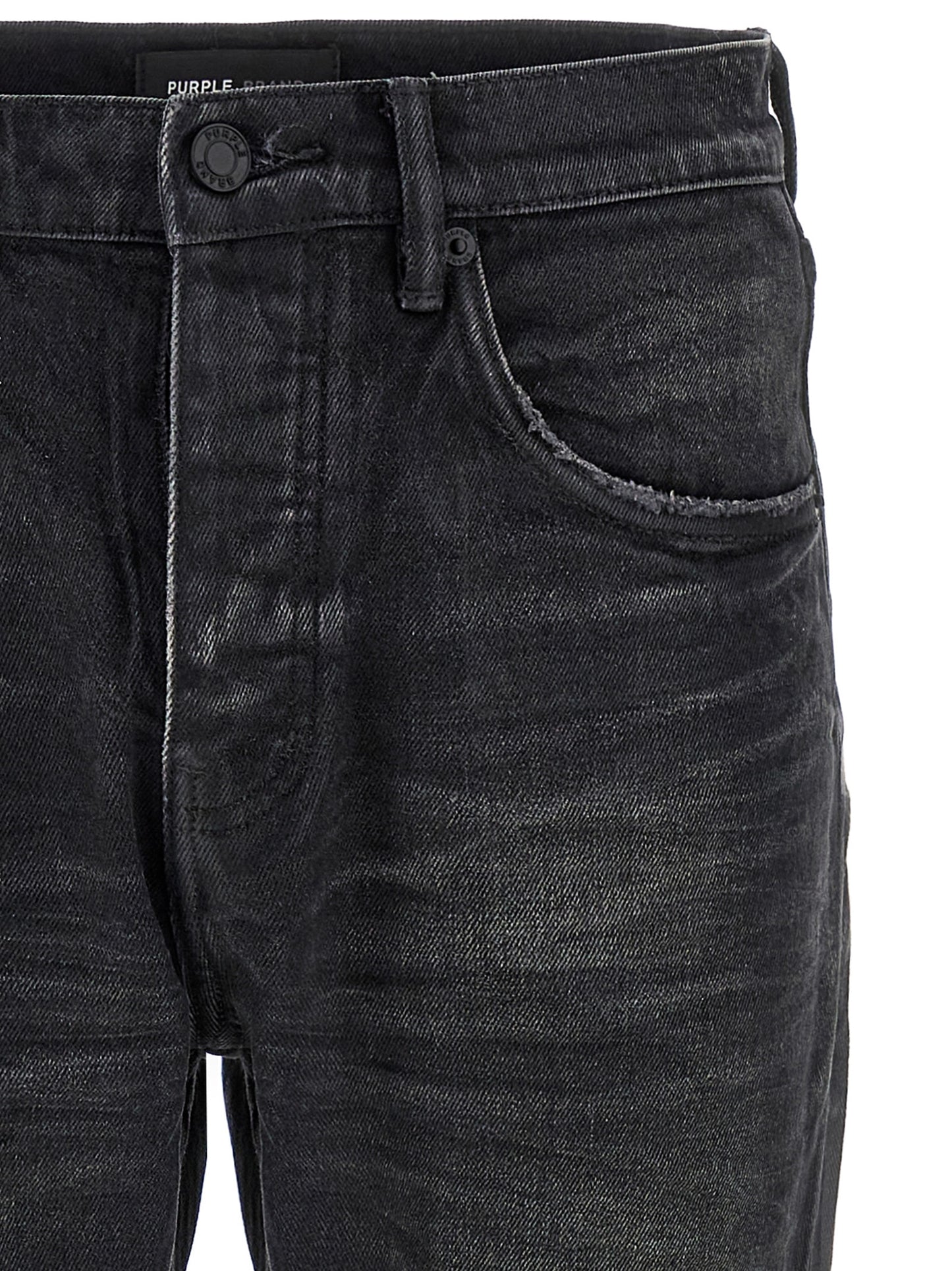 Jeans by PURPLE for men in stretch denim cotton black, purple & signature presents a refined pantology silhouette, artfully defined by a refined pantology straight-leg, long, and a sophisticated mid rise.