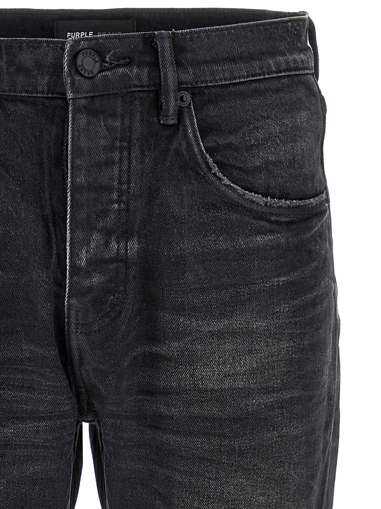 Jeans by PURPLE for men in stretch denim cotton black, purple & signature presents a refined pantology silhouette, artfully defined by a refined pantology straight-leg, long, and a sophisticated mid rise.